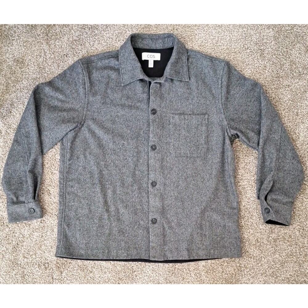 COS Relaxed-Fit Wool Overshirt Dark Gray Mens Sz Medium